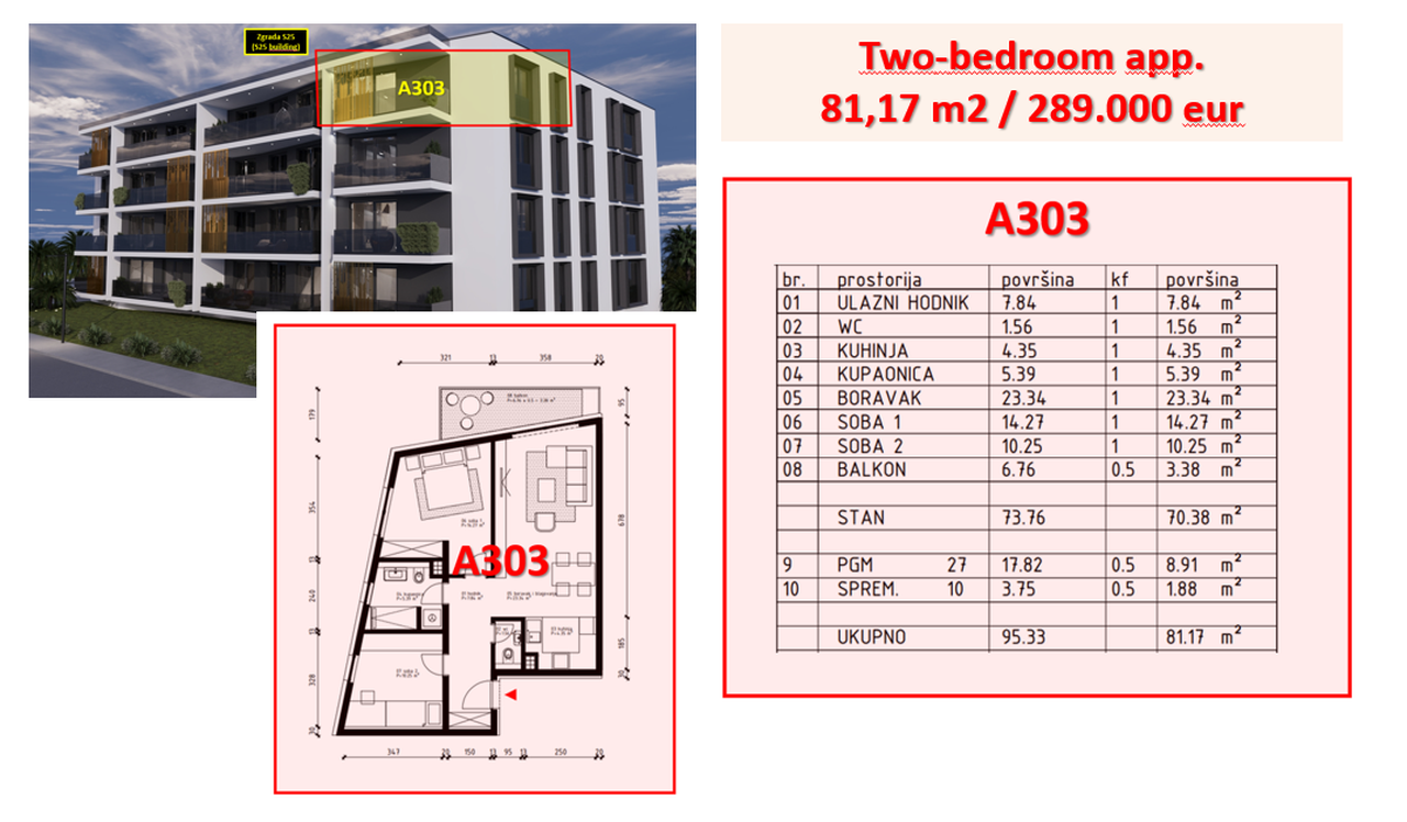 MODULAR RESIDENCE POREČ - Impressive two-room apartment A303 of 81,17 m2 for sale (Price 289,000 eur)!