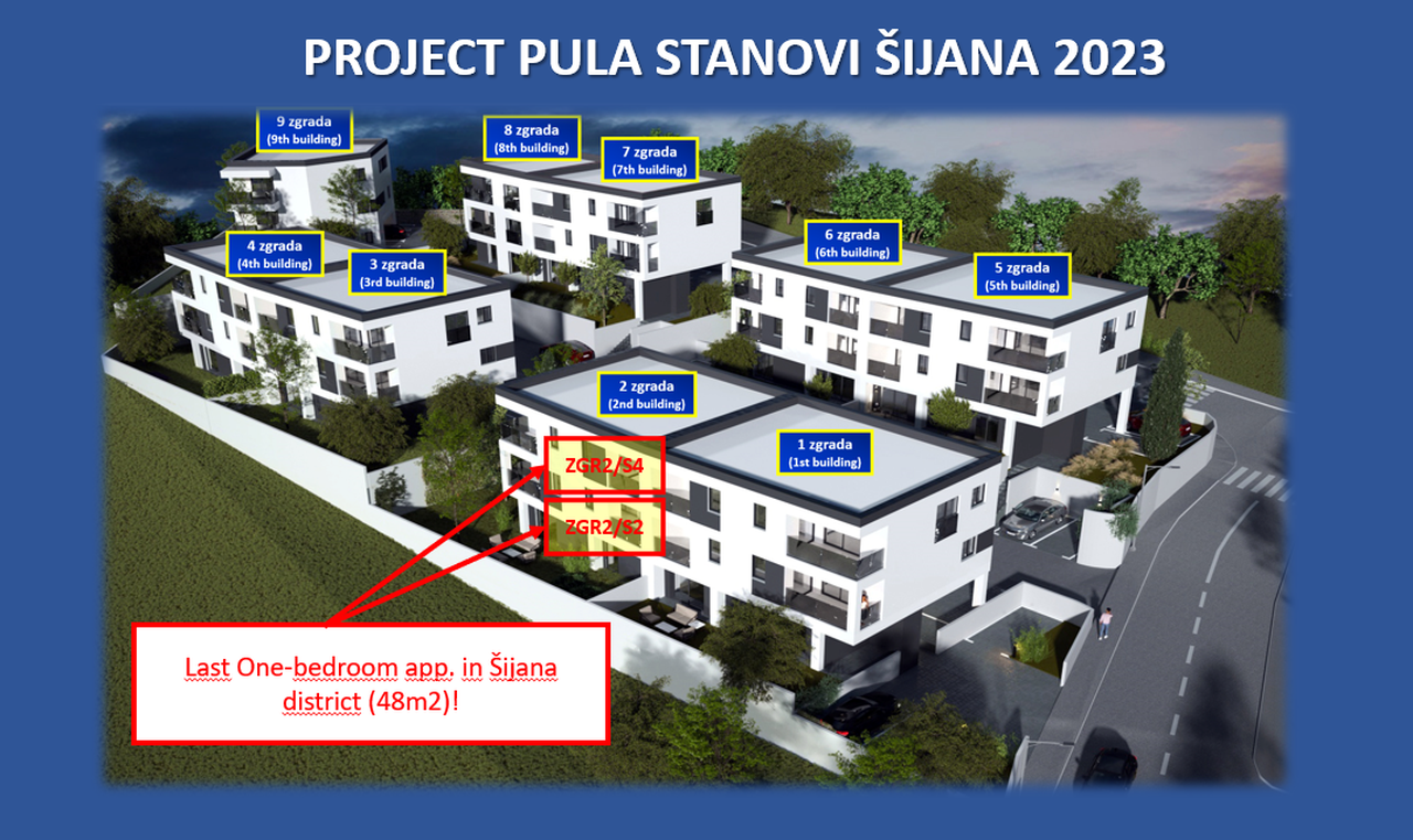 In the Šijana location, the last two one-bedroom apartments (48 m2) are on offer (129.000 EUR)!